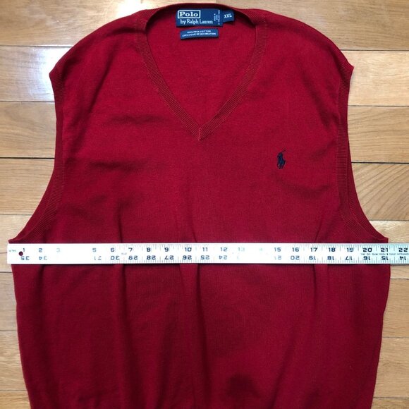 Polo Ralph Lauren 100% Pima Cotton V-Neck Red Knit Vest Size XXL - Picture 3 of 7